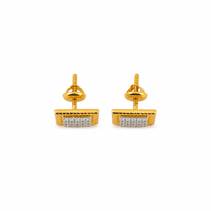 18Kt Yellow Gold Brilliant Cut Diamond <b>Stud</b> Earrings for Women Lightweight High Polish Geometric Daily Wear Party Wedding Gift - Product Image 5