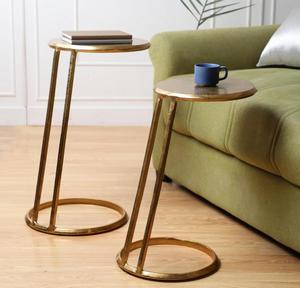Modern <b>Gold</b> Metal <b>Side</b> <b>Table</b> <b>Round</b> Indoor Living Room Furniture Decor Durable Design - Product Image 1