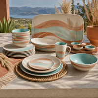 Ensemble de vaisselle en mélamine écologique sans BPA, empilable, couleur unie, personnalisable, pour buffet, restauration, maison, vente en gros