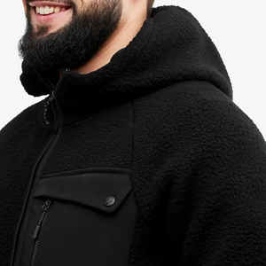 Unisex <b>Black</b> <b>Fleece</b> Hooded Jacket Digital Printing Windproof Regular Fit Winter Casual Outerwear with Pocket Extra Warm - Product Image 6
