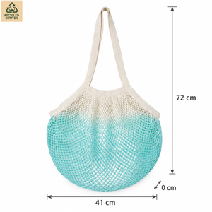Sac en filet de coton naturel 41x72 cm, sac de courses réutilisable en maille, vente en gros, logo personnalisé OEM - Product Image 3