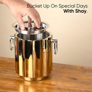 Luxury <b>Gold</b> Fluted <b>Ice</b> <b>Bucket</b> Features A Polished Silver Interior Removable Lid Two Side Handles And Sleek Matching Serving Tong - Product Image 5