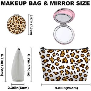 Set di Borse da Viaggio Personalizzate con Stampa Leopardata e Specchio per Donne e Ragazze, Accessori per Trucco da Sposa e Damigella - Product Image 4