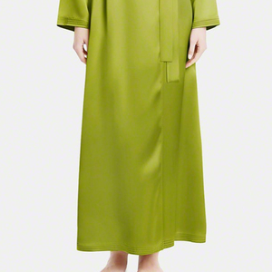 Robe longue en satin vert pour femme, élégante, style cache-cœur, longueur totale, vêtement de nuit, chemise de nuit - Product Image 5