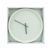 Jam Dinding Analog Bulat Minimalis Putih Matte Finish Desain Quartz untuk Ruang Tamu Terbuat dari Plastik