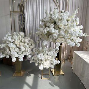 Centre de table en soie blanc ivoire de luxe IFG, de haute qualité, diamètre 80 cm, pour les événements de mariage - Product Image 2