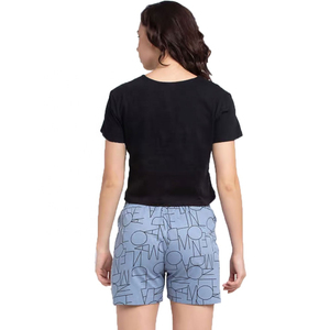 Ensemble réversible pour femmes en polyester/coton, t-shirt et short d'été, couleurs unies, motifs imprimés, doux, respirant, grandes tailles - Product Image 4