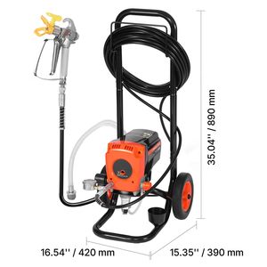 Spruzzatore di vernice airless ad alta pressione da 900W 3300PSI con carrello, spazzola per la pulizia, tubo di prolunga, ugello e pistole a spruzzo potenti - Product Image 5