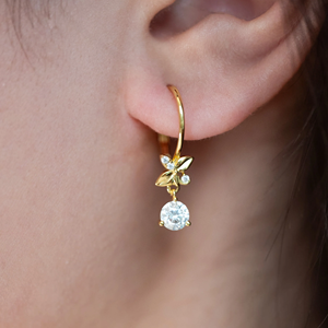 14K Rose Gold Lab Grown Diamond Round Floral <b>Drop</b> Earrings Diamond Lever-<b>back</b> Earrings for Women <b>Drop</b> Earrings Anniversary Gift - Product Image 6