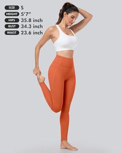Leggings orange taille haute sans couture, longueur cheville, en Spandex et Nylon tricoté, respirants, décontractés, pour femme, grandes tailles - Product Image 5
