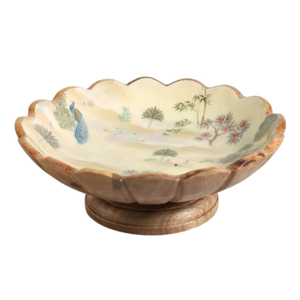 Ensemble de saladiers vintage en bois de manguier faits à la main avec des ustensiles imprimés en émail, écologiques et adaptés aux aliments, pour la maison et l'hôtellerie - Product Image 6