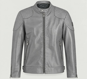 Men Genuine Leather <b>Jacket</b> Motorcycle Outerwear Vintage Cafe <b>Racer</b> Biker Winter Coat Waterproof Windproof Casual Zip Up OEM - Product Image 1