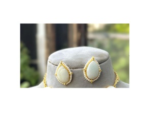 Floral Kundan <b>Necklace</b> <b>Set</b> with Earrings Gold Plated White Stone Ethnic Jewelry for Women <b>Wedding</b> Party Wear Premium Quality - Product Image 2