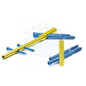 Juego de Clavos Intramedulares Canulados con Diseño de Hoja Helicoidal para Cirugía Ortopédica, Aleación de Titanio Azul y Amarillo - Product Image 4