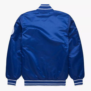 Chaqueta Universitaria Azul Rey Personalizada de Satén para Hombre, Chaqueta Bomber con Bordado de Letras, Uniforme de Béisbol al por Mayor - Product Image 2