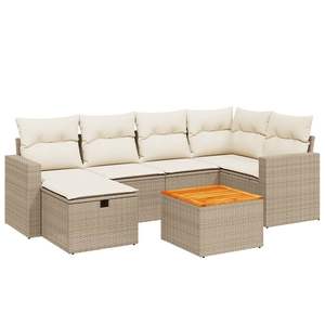Juego de sofás de patio beige y crema, colección de muebles de exterior con estilo - Product Image 2
