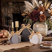Décorations de citrouilles en bois écologiques en gros directement de l'usine, lot de 3, style rustique, centre de table d'automne, taille et couleur personnalisables