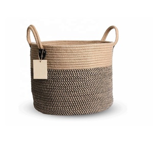 Panier de rangement haut en jute et coton tissé, moderne, lavable et de haute qualité, pour la lessive, la décoration du salon, les coussins, les couvertures et les jouets - Product Image 6