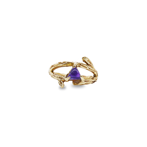 Bague Trillion Amethyst Branch en laiton plaqué or - Product Image 1