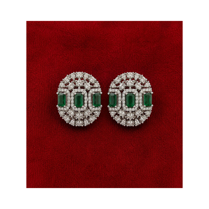 Anayra Jewellery <b>Emerald</b> Silver <b>Stud</b> <b>Earrings</b> with Classic Baguette Cut Green Stones Elegant Design - Product Image 4