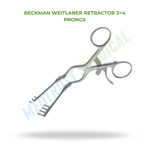 Rétracteur Beckman Weitlaner 3x4 à dents auto-serrantes, instrument chirurgical orthopédique pour la colonne vertébrale - Product Image 2