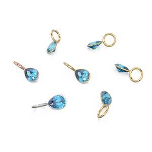 Pendentif Breloque en Or Jaune Massif 14 carats avec Topaze Bleue Suisse 7mm, Monture pour Bijoux / Pierre de Naissance de Décembre / Pierre Précieuse Bleue / Coupe Poire - Product Image 3