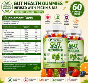 Gummies naturels pour la santé intestinale, à croquer, saveur fruitée, avec emballage pratique en bouteille, options de personnalisation de la marque - Product Image 6