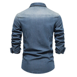 Camisas de Mezclilla Casuales de Invierno para Hombre, 100% Algodón, Manga Larga, Cierre de Botones, Lavado Medio, Venta al Por Mayor a Precio de Fábrica - Product Image 2