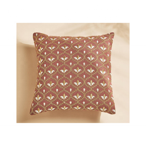 หมอนปักลายใบไม้สีน้ำตาลเรขาคณิตผ้าคอตตอนมีสไตล์100% ทันสมัยผ้านุ่มขนาด18X18นิ้วแบบสัตว์สมบูรณ์แบบ OEM ODM ขายส่ง - Product Image 1