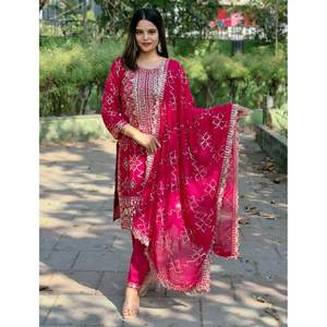 FANCY GEORGETTE EMBROIDERY SEQUENCE WORK TOP BOTTOM with DUPATTA PINK - Product Image 1