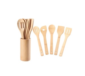 Eco Friendly Natural Wood Spoon Set With Cooking Spatula Ladle Turner And Mixing Spoon For Kitchen Utensils - Product Image 1