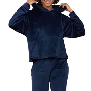 OEM Women Velvet Sweat suit Breathable Winter 2Pcs <b>Set</b> Hoodie <b>Sweatpants</b> Women Slim Fit Velour Tracksuits Wholesale Manufacturer - Product Image 4