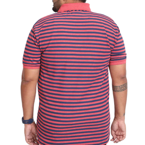 เสื้อโปโลผู้ชายไซส์ใหญ่แบบกำหนดเองได้ OEM ODM ลายทางสีแดงและสีน้ำเงิน - Product Image 4