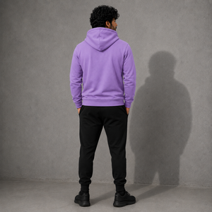 Sudadera con capucha personalizada de algodón morado para hombre, suave, de forro polar, con gráfico personalizado, ropa de marca privada, venta al por mayor, impresa. - Product Image 3