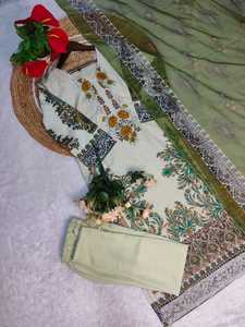 Último Modelo de Tela Étnica India y Pakistaní de Algodón Premium con Bordado, Salwar Kameez, Elegante Traje Festivo para Mujer - Product Image 3