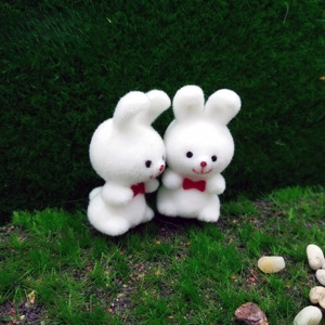 กระต่ายฝูงขนาดเล็กพร้อม1.5โบว์ "สูงสำหรับตกแต่งบ้านตุ๊กตา - Product Image 4