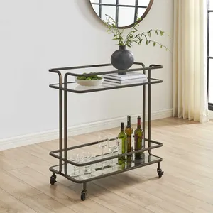 Chariot de service roulant en métal fait main de luxe, chariot de service moderne, mobilier design pour hôtel, restaurant, bar, événement de mariage, Premium - Product Image 1
