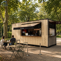 Kiosque de cuisine commercial préfabriqué au design professionnel avec fenêtres de service personnalisées et équipement de restauration complet