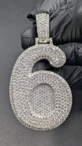 Colgante Personalizado de Moissanita con Número 6 y Burbuja, Estilo Hip Hop, para Joyería Fina de Plata de Ley 925, Colgantes y Dijes - Product Image 5