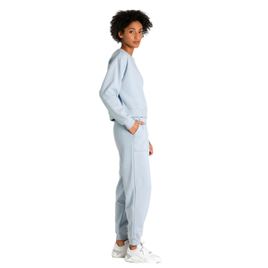 Ensemble de survêtement deux pièces pour femme, personnalisé, décontracté, hiver, respirant, 100% coton, coupe ajustée, avec haut court à capuche en polaire et taille élastique - Product Image 2