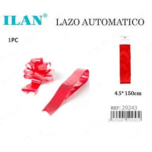 Noeud rouge automatique 4,5x150 cm pour emballage cadeau - Product Image 3