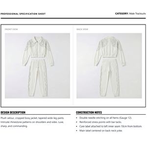 Ensemble survêtement homme en coton personnalisé en gros, lavage à l'acide, strass, deux pièces, veste et pantalon, streetwear, poids lourd, écologique, luxe - Product Image 6