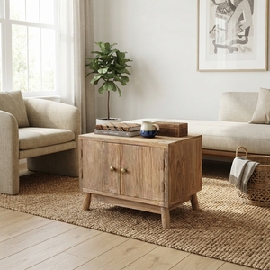 Modern Compact Solid <b>Wood</b> Coffee <b>Table</b> Elegant Small Cabinet Storage Furniture For <b>Rustic</b> Living Room Decor Setup Arts Design - Product Image 2