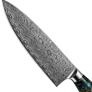 Couteau de cuisine artisanal en acier Damas, outil de découpe culinaire professionnel, lame en acier à motifs de qualité supérieure, manche en résine - Product Image 3