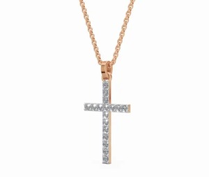 Faithlight 0.340 Carat Lab Grown Diamond <b>Cross</b> <b>Pendant</b> 17 Piece Brilliant Necklace 9K 14K 18K Yellow Rose White Gold Jewelry - Product Image 4