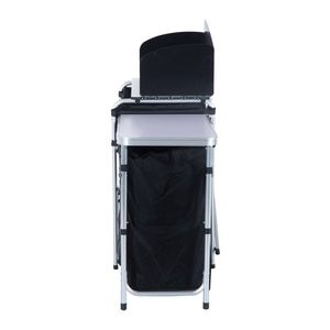 "Aluminum <b>Foldable</b> Camping Kitchen Table with Windscreen & 3 Enclosed Cupboards for <b>BBQ</b> Picnics & Hiking" - Product Image 3