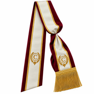 Écharpe de cérémonie maçonnique personnalisée brodée, écharpe de loge maçonnique avec bordure dorée décorative - Product Image 5