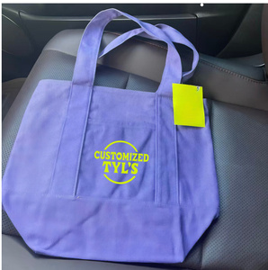Waterproof Custom Logo Canvas Tote <b>Bag</b> Large Capacity Assorted Color Shopping Handbag With Front Pocket And Dual Carry Straps - Product Image 4