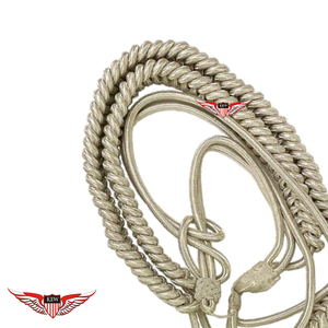 Aiguillette de parade tressée argentée, épaulettes et cordon d'épaule argentés - Product Image 2