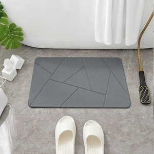 Modern Geometric Microfiber Bath <b>Mat</b> Rectangle Scalloped Pattern Non-Slip Grey Home <b>Bathroom</b> Rug Thin Machine Washable - Product Image 3